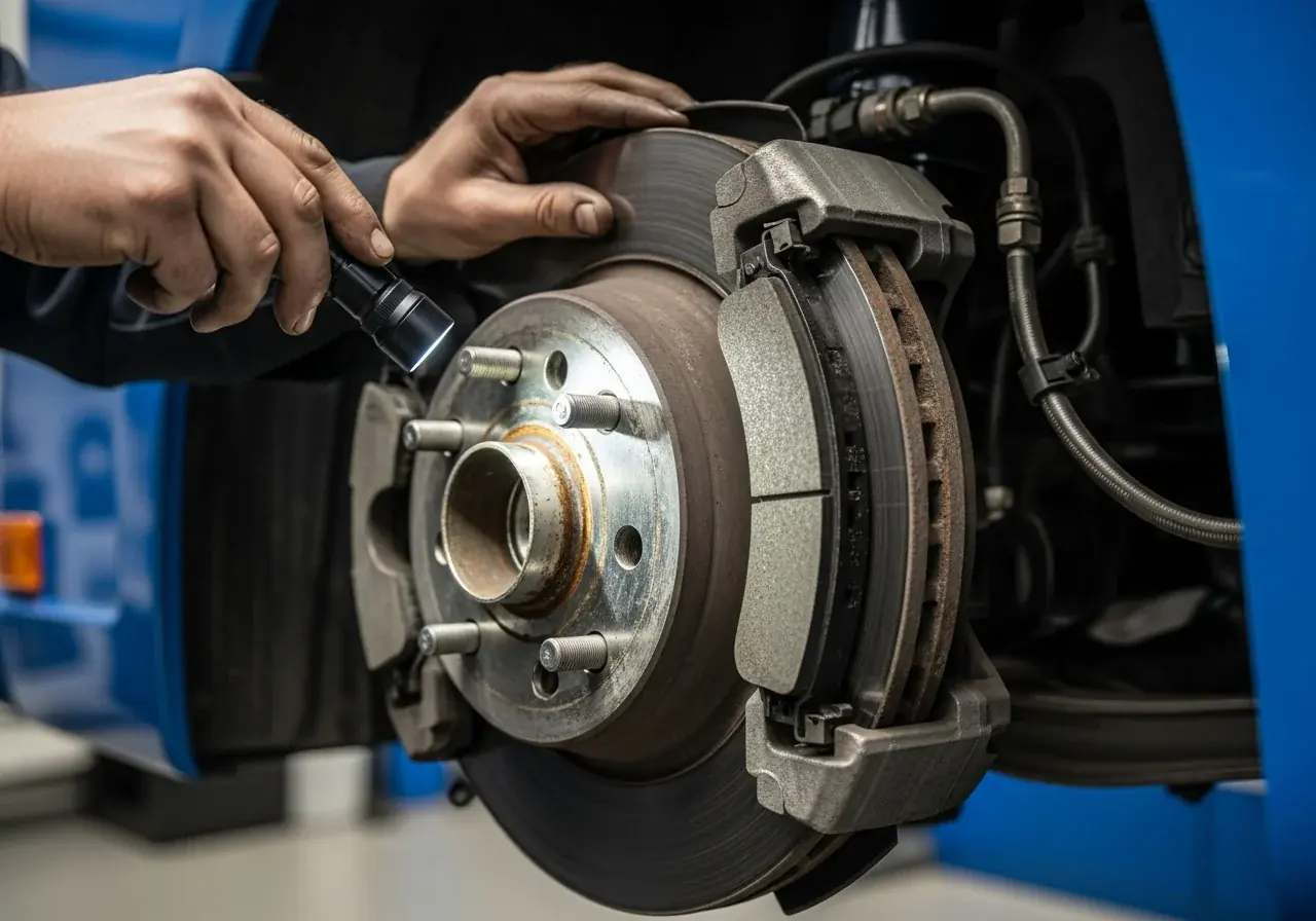 Heavy duty truck brake inspection and repair service Professional brake inspection on semi-truck