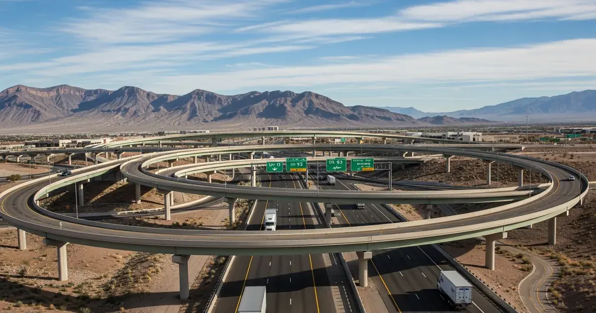 Mobile truck repair service unit on the I-515 Henderson Nevada corridor near a commercial warehouse district
